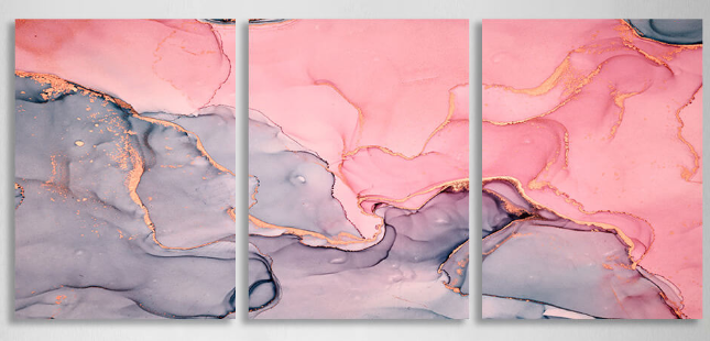 Modular abstract gray and pink Multi Panel Canvas Wall Art Print