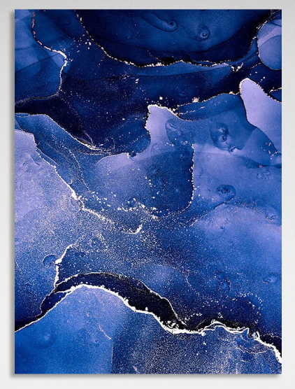 Blue abstract with white lines Abstraction Canvas Wall Art Print