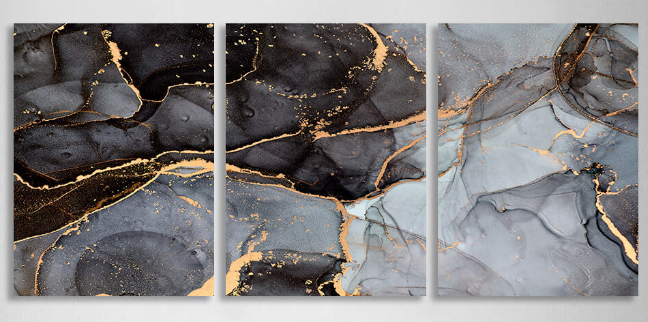 Modular gray-and-black abstract Multi Panel Canvas Wall Art Print
