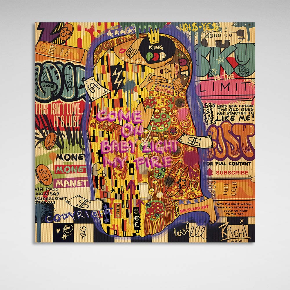 Pop art kiss Canvas Wall Art Print
