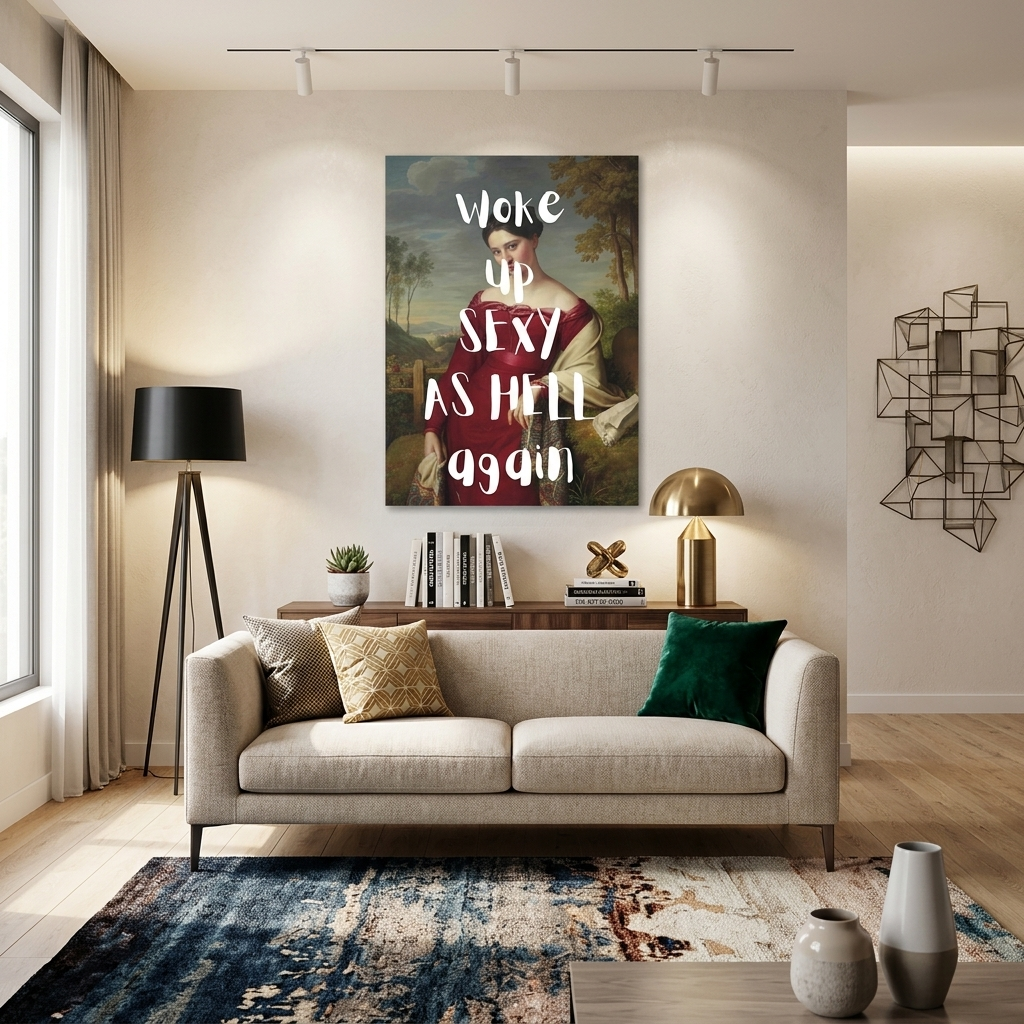 Canvas Wall Art Print Portrait of a young lady. Woke Up Sexy As Hell Again