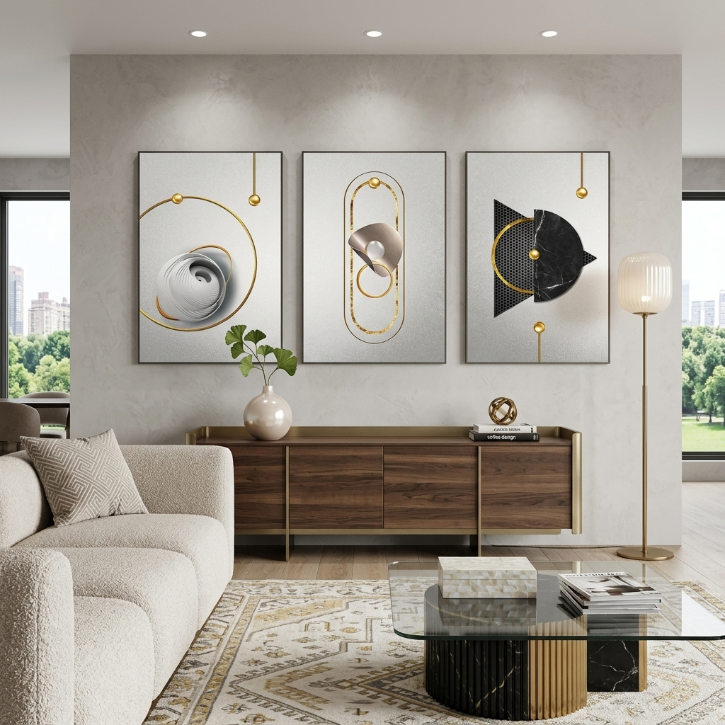 Multi Panel Canvas Wall Art Print Abstraction geometric painting