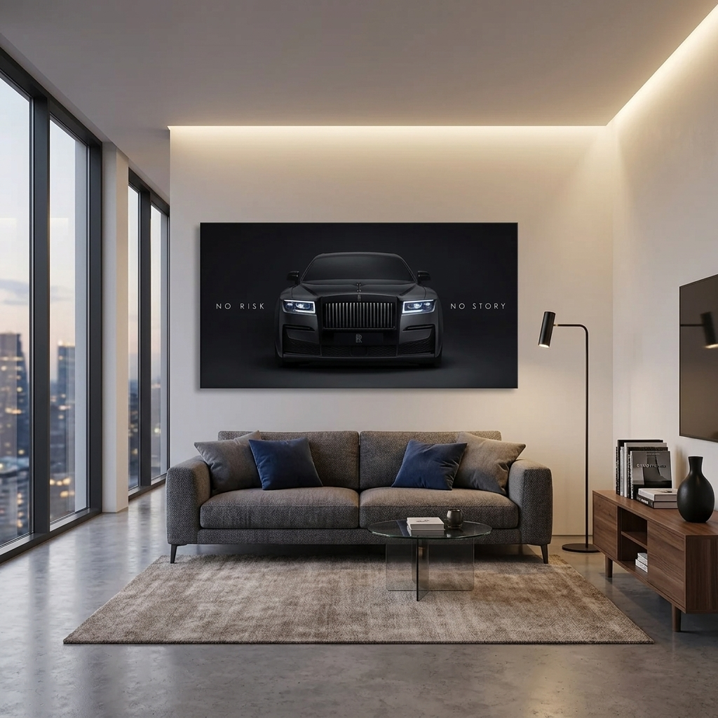 Rolls-Royce No risk, no History Motivational Canvas Wall Art Print