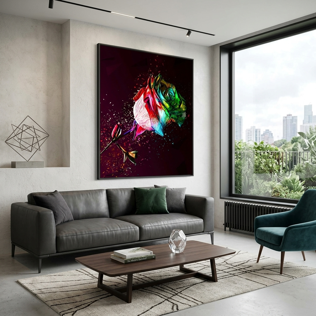 For home Colored rose Canvas Wall Art Print