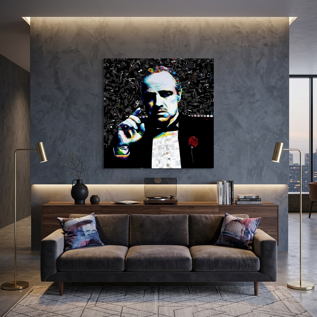 The Godfather portrait from magazines Canvas Wall Art Print