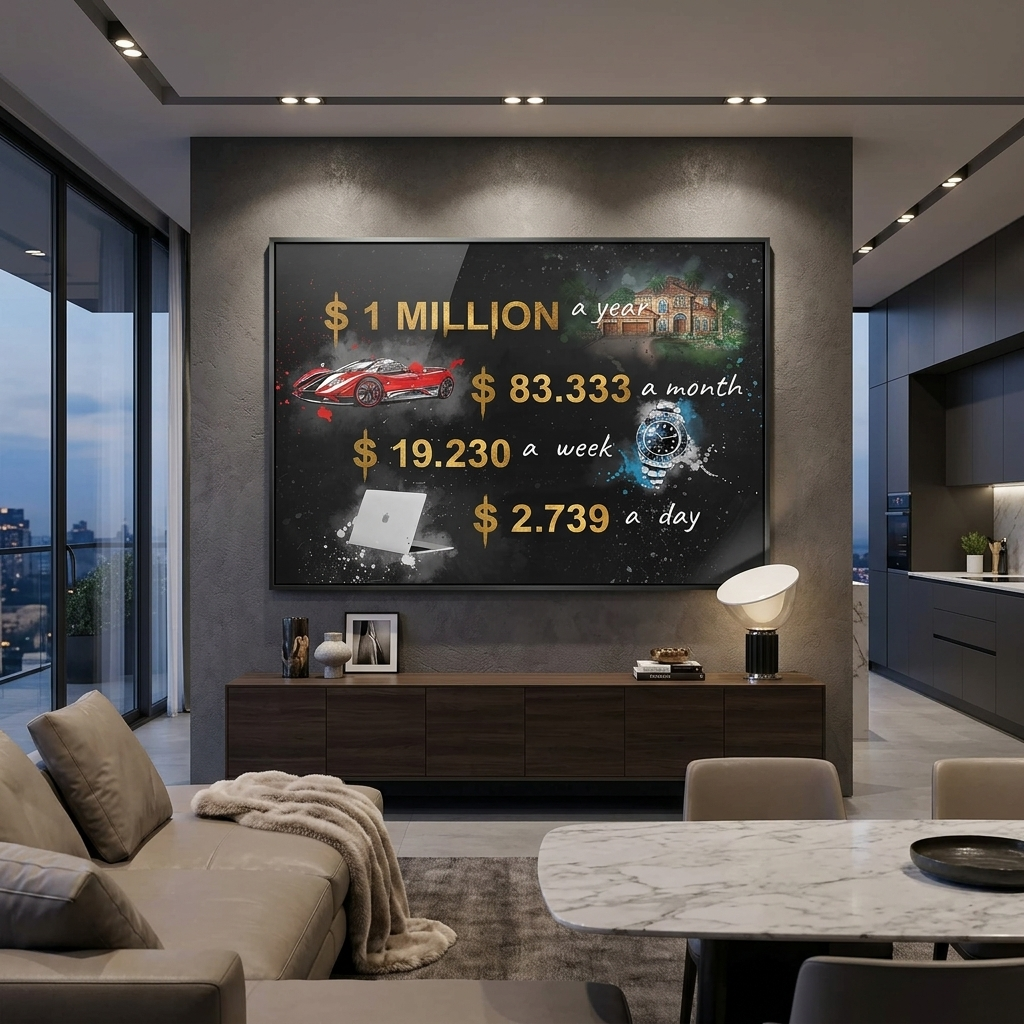 The path to a million in a year Canvas Wall Art Print For Office