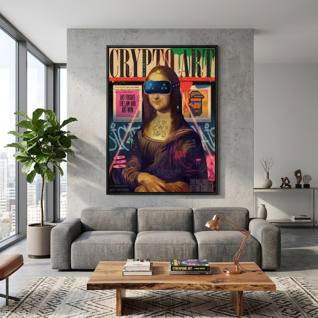 Pop Art Gioconda in VR glasses Canvas Wall Art Print