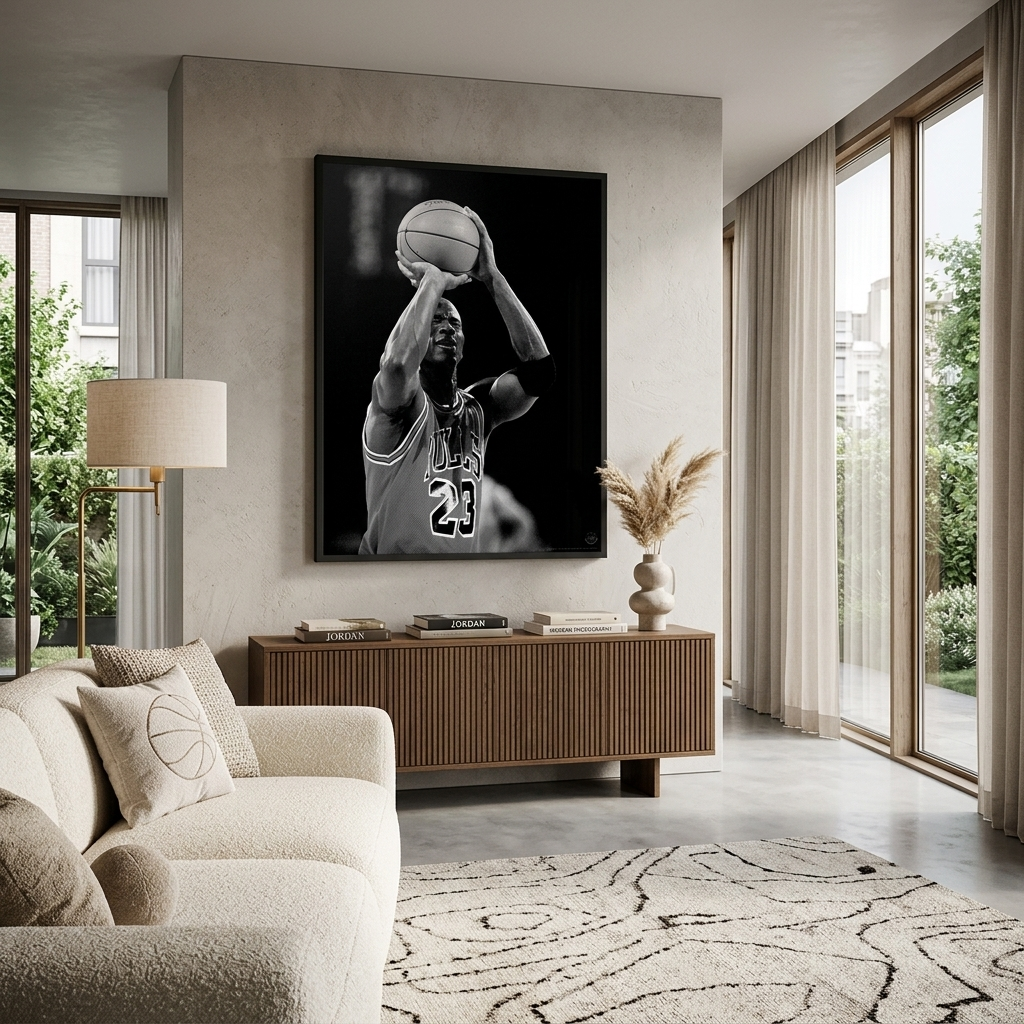 Michael Jordan: Iconic Shot Black & White Canvas Wall Art