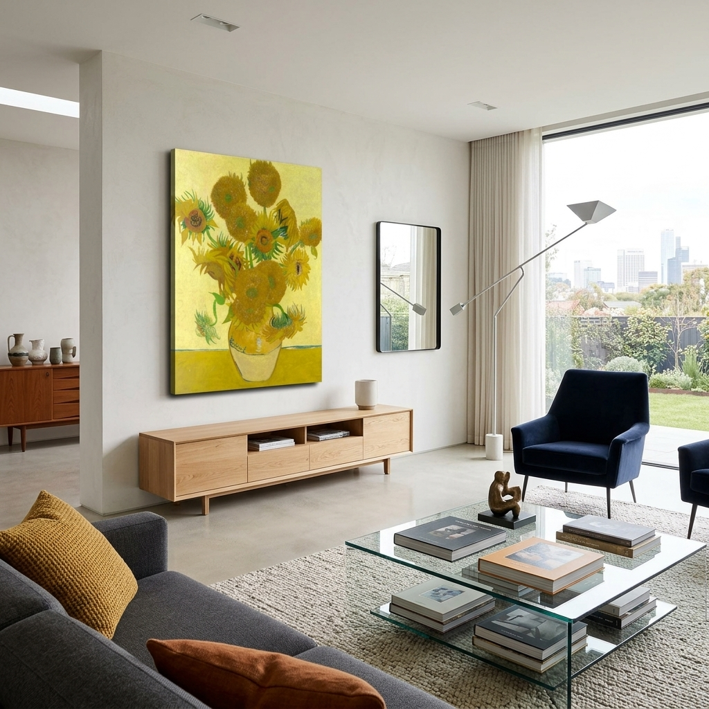 Sunflowers in a yellow vase Vincent van Gogh Reproduction Canvas Wall Art Print