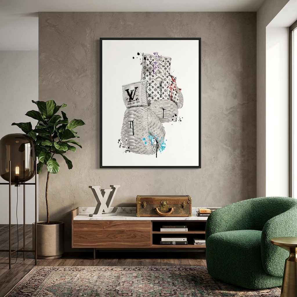 White boxing gloves on a white background Canvas Wall Art Print