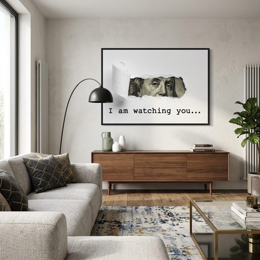 Dolar. I'm watching you. Inspirational  Canvas Wall Art Print