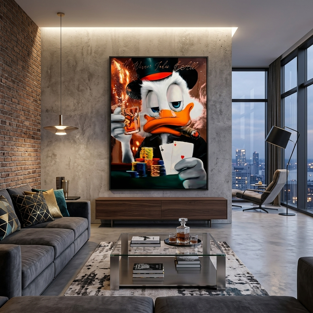 Scrooge. Winner takes all Inspirational Canvas Wall Art Print