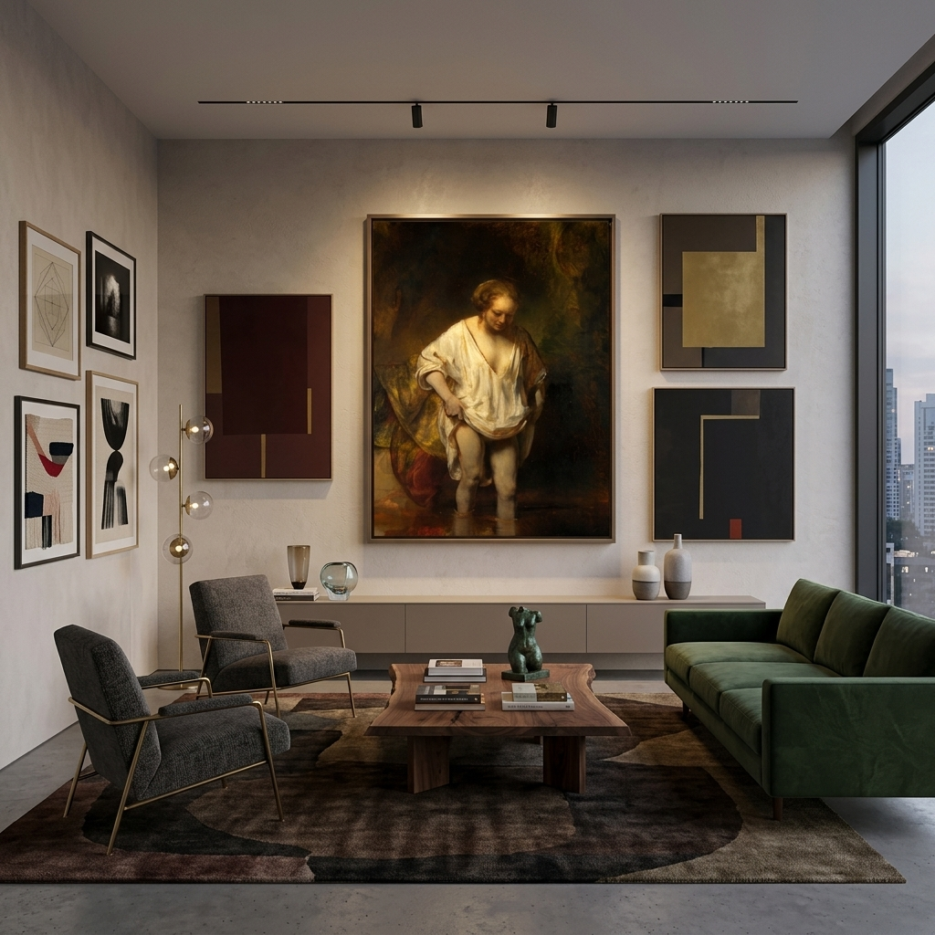 Hendrickje at the bath Reproduction Canvas Wall Art Print