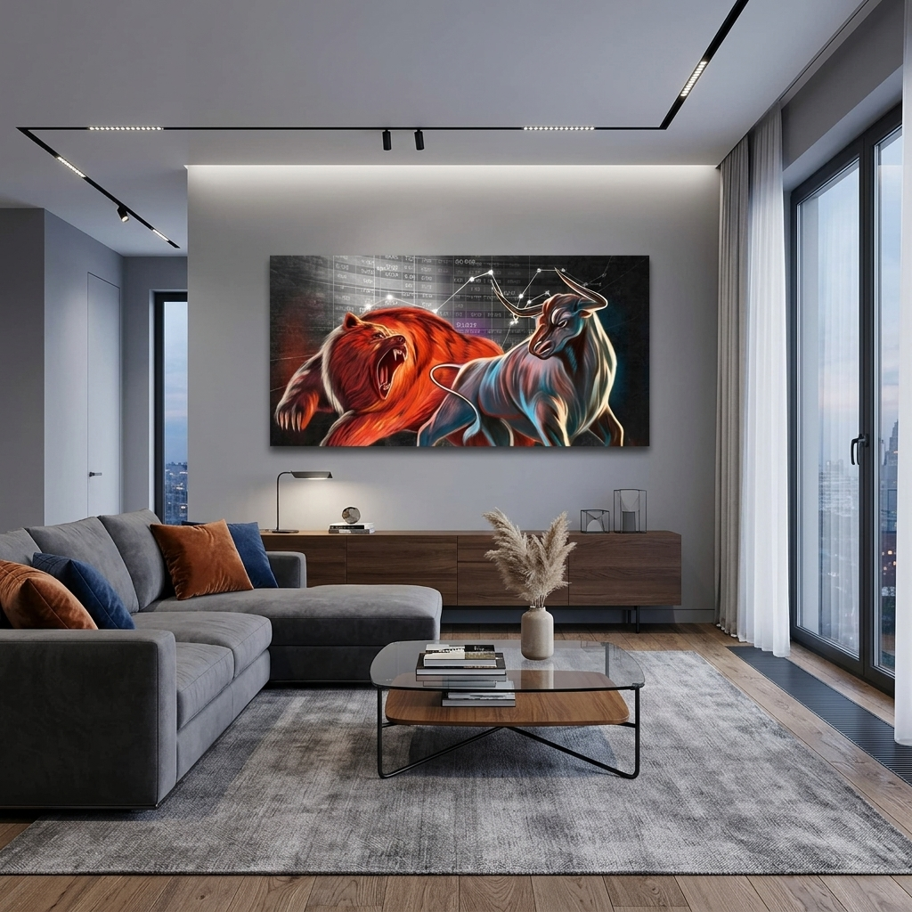 To motivate the Wall Street Bear and Bull Motivational Canvas Wall Art Print