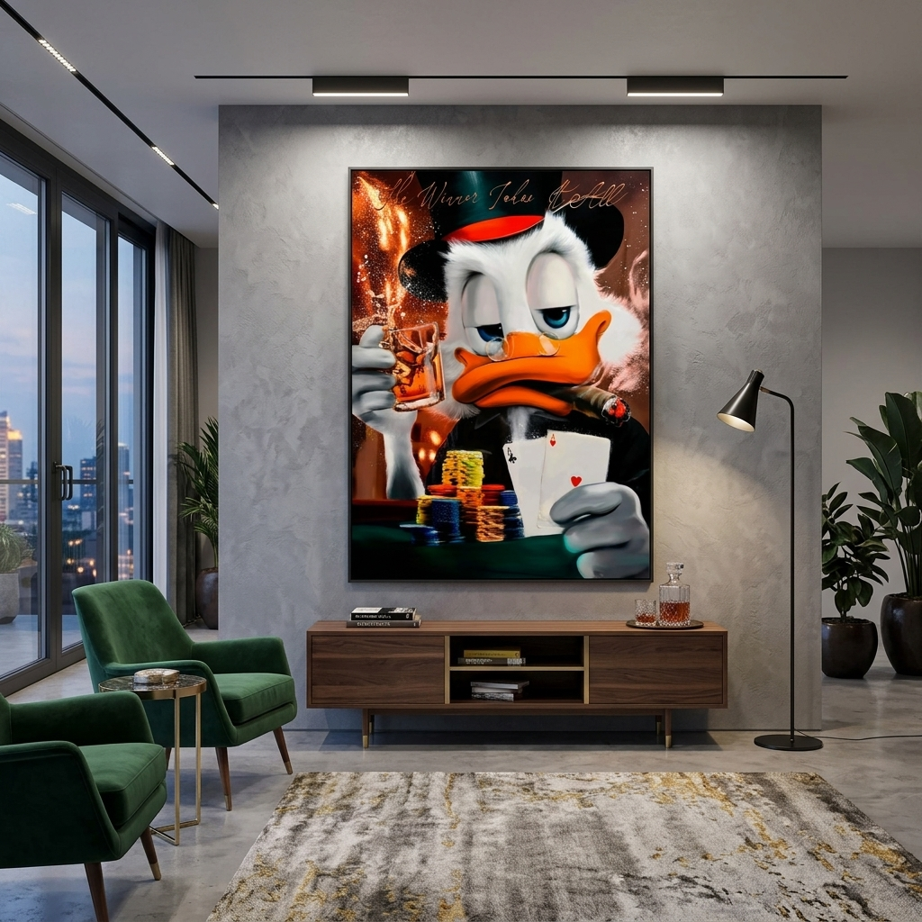 Scrooge. Winner takes all Inspirational Canvas Wall Art Print