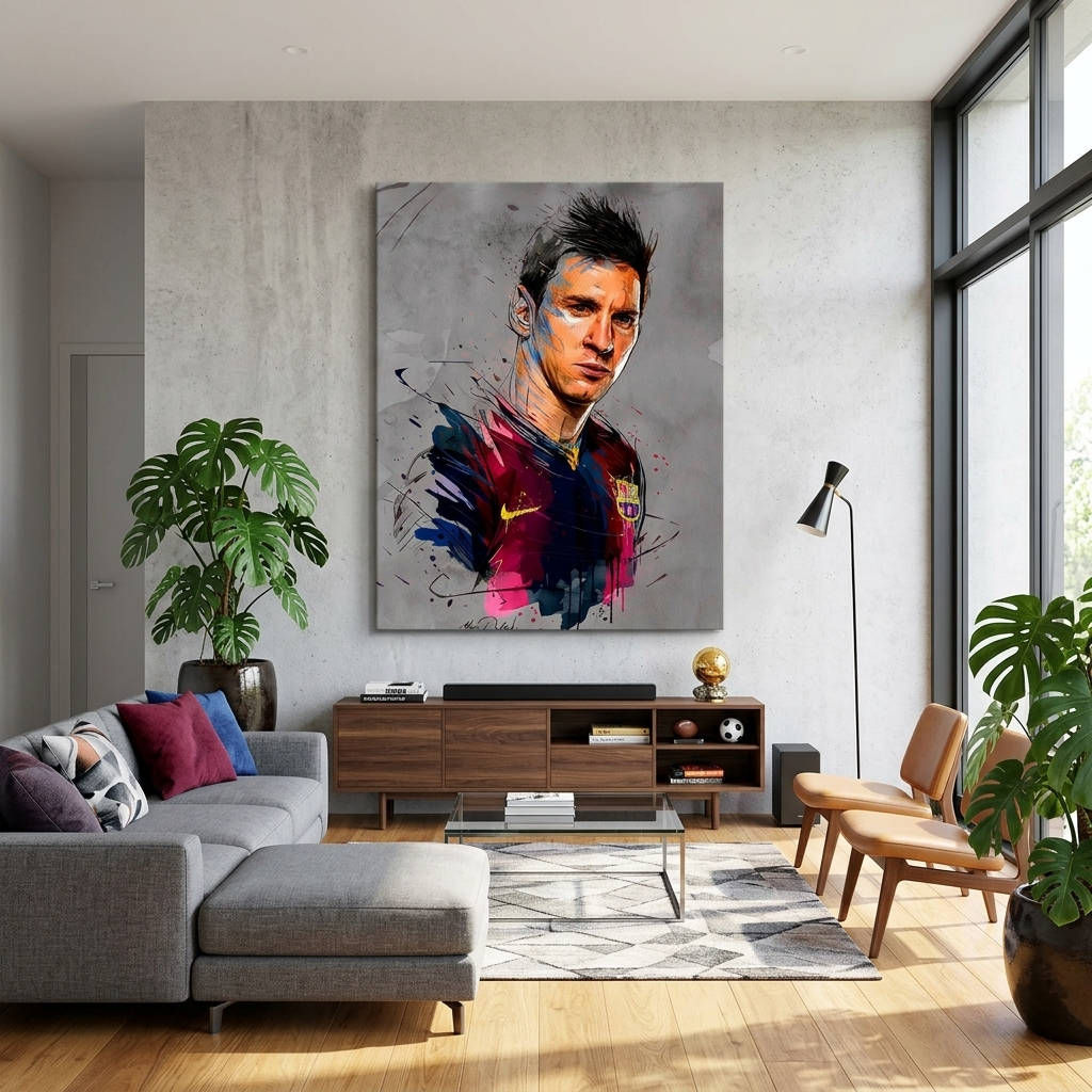 Footballer Lionel Messi Canvas Wall Art Print