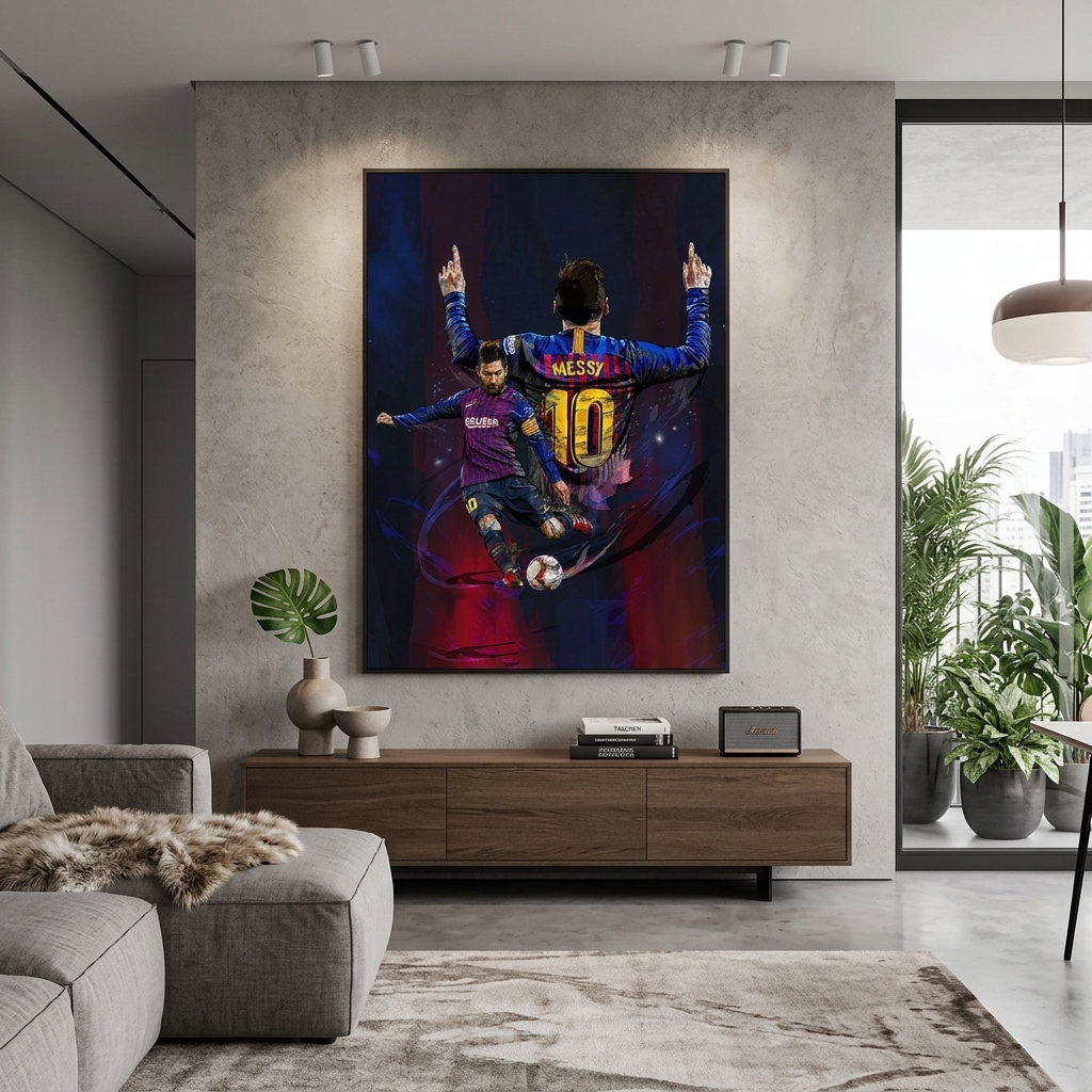 Footballer Lionel Messi Barcelona Canvas Wall Art Print