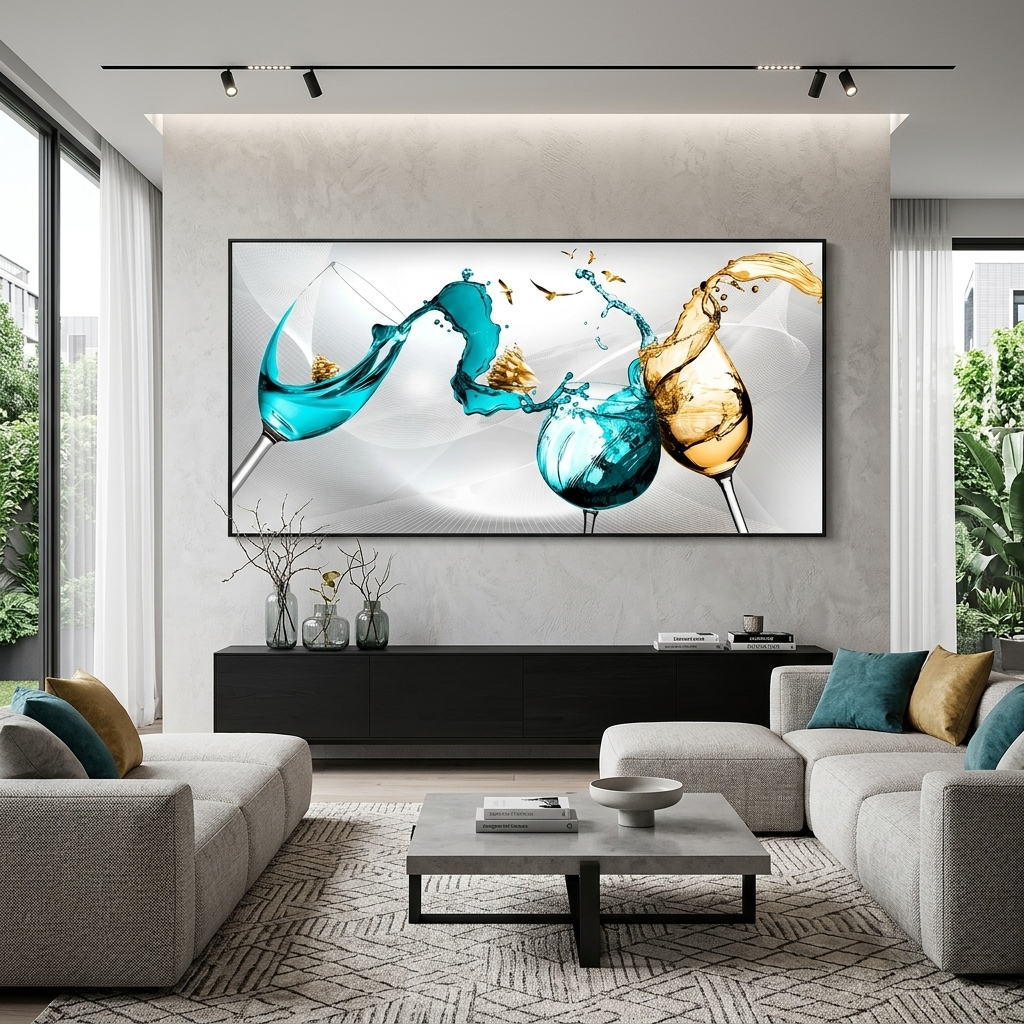 Glasses and ships Canvas Wall Art Print For Kitchen