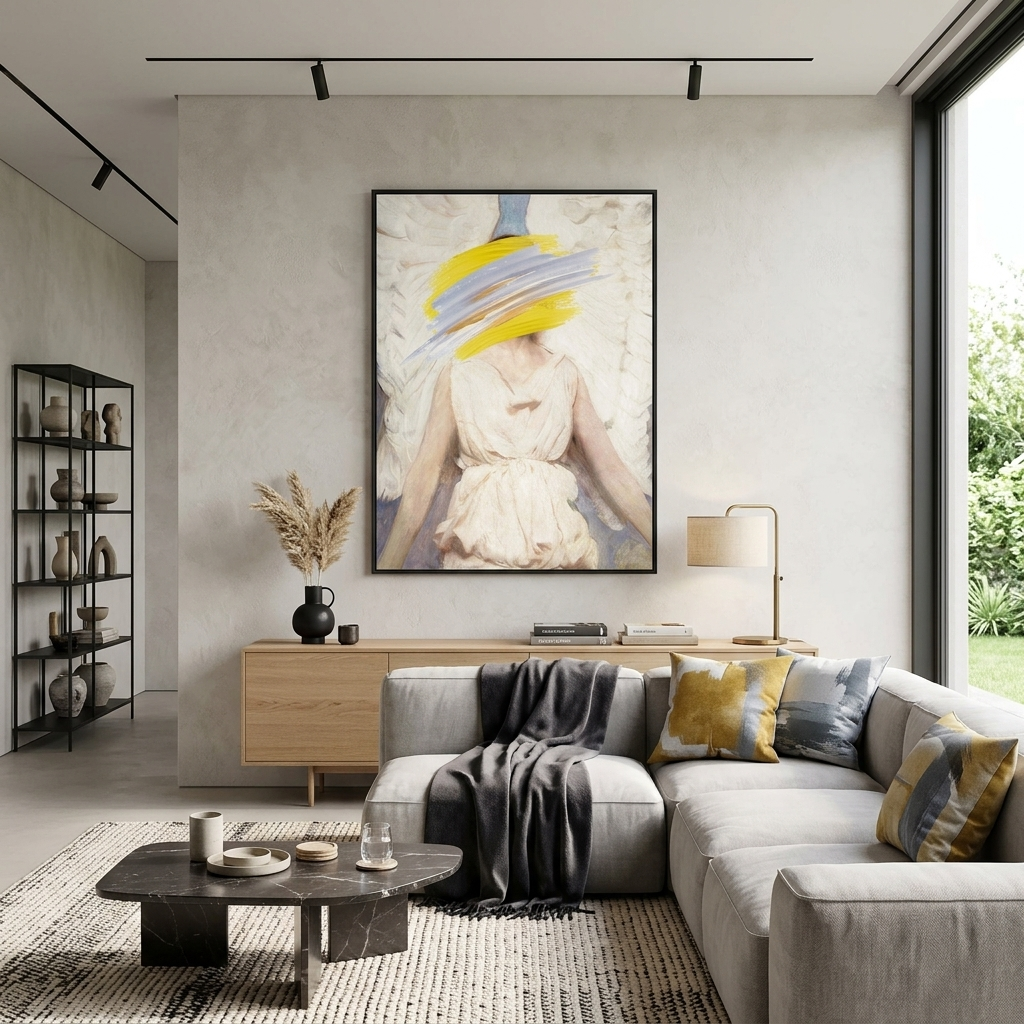 Canvas Wall Art Print Angel with strokes of paint