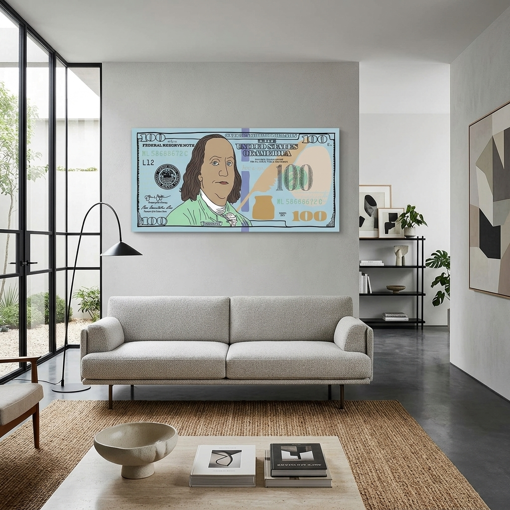 Inspirational Canvas Wall Art Print 100 dollars painted