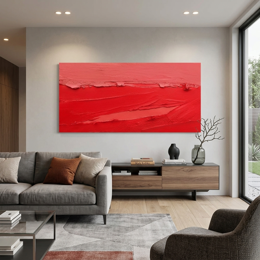 Red dab of paint Abstraction Canvas Wall Art Print