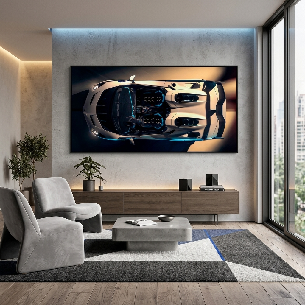 Car White Lamborghini  Canvas Wall Art Print