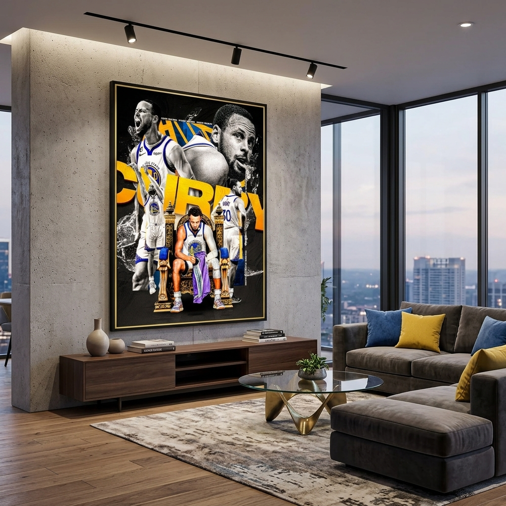 Basketball player Golden State Warriors Stephen Curry Canvas Wall Art Print