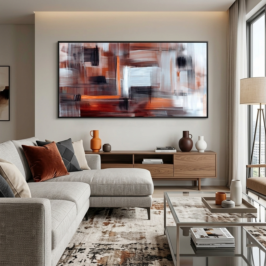 White orange brown and black Abstraction Canvas Wall Art Print