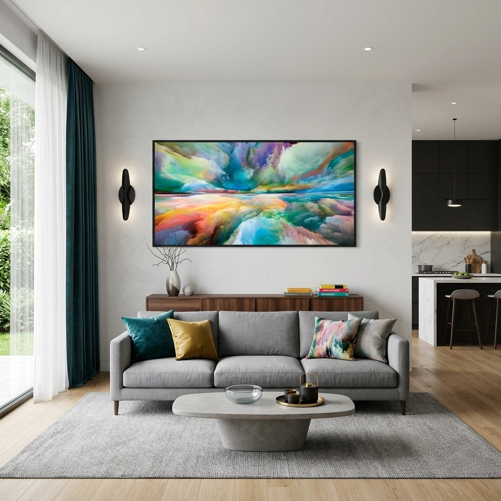 Rainbow clouds Abstraction Canvas Wall Art Print