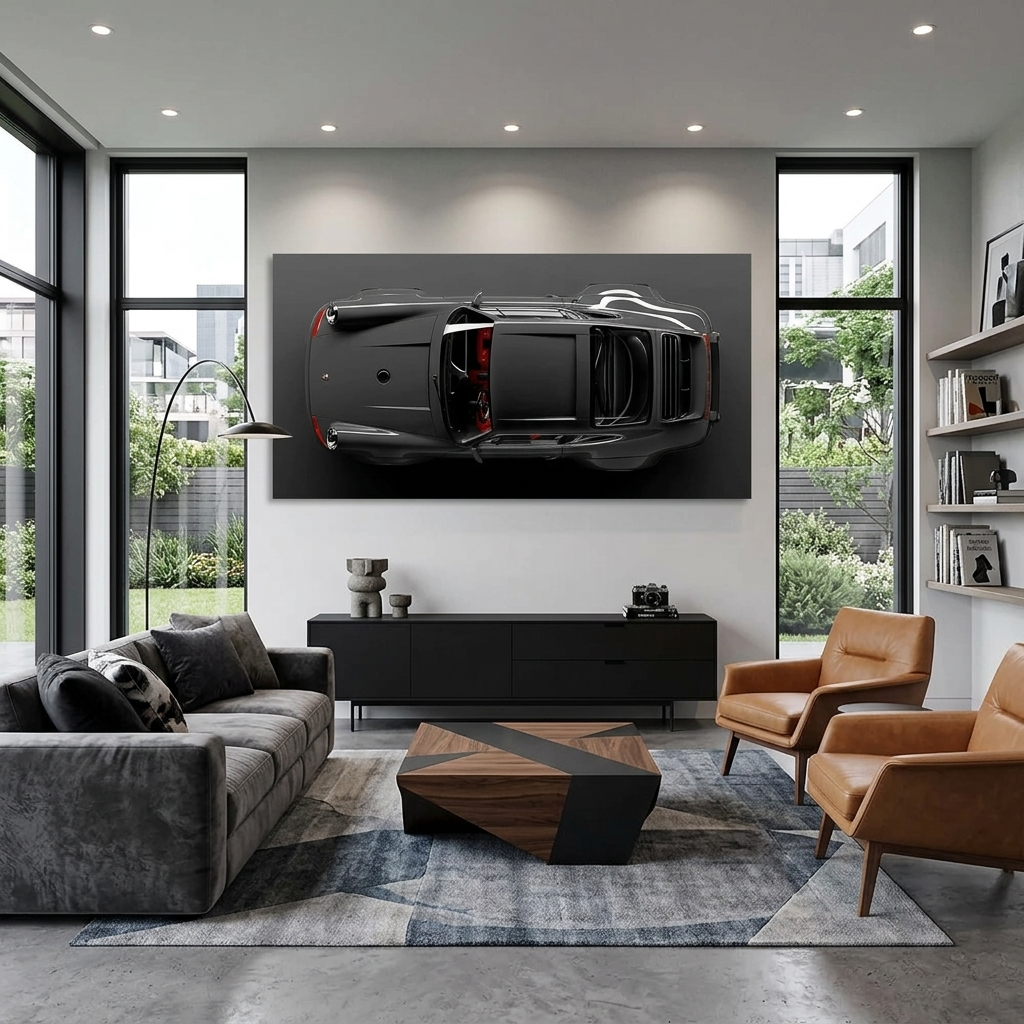 Porsche top view Canvas  Wall Art Print