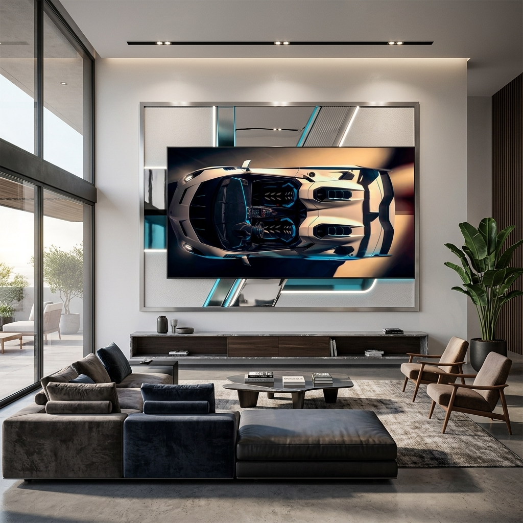 Car White Lamborghini  Canvas Wall Art Print