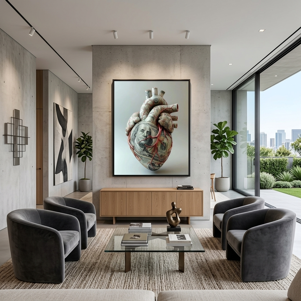 Financial Heart Canvas Wall Art - Unique Blend of Passion and Prosperity