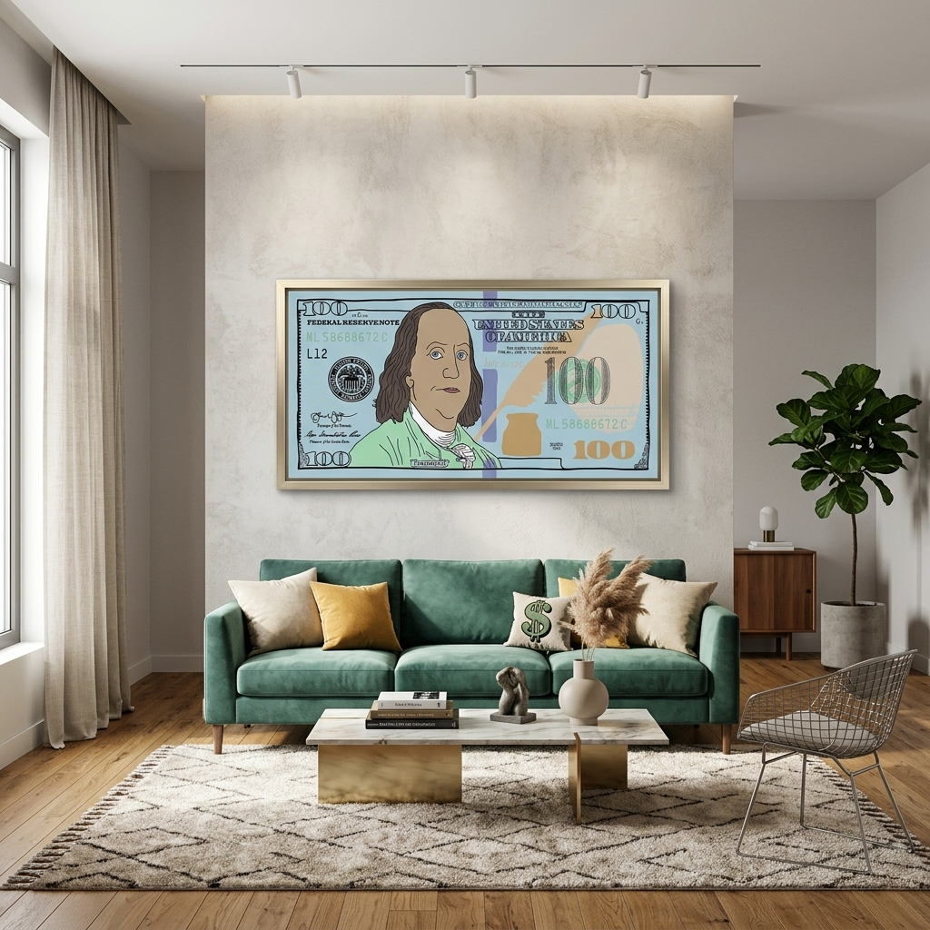 Inspirational Canvas Wall Art Print 100 dollars painted