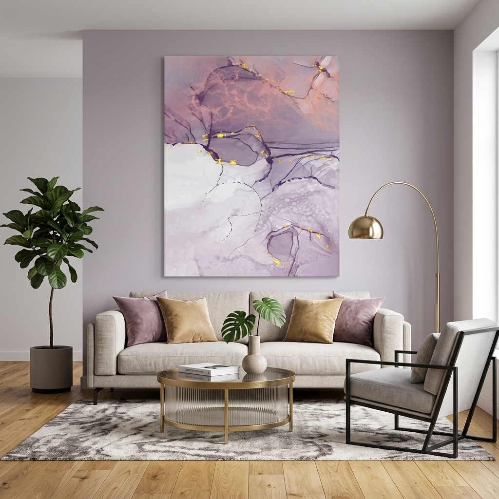 Light purple Abstraction Canvas Wall Art Print