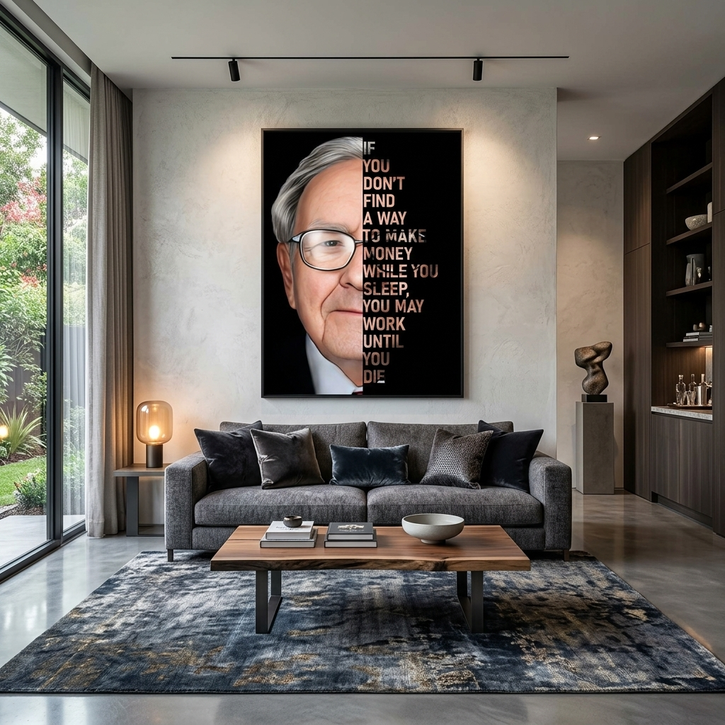 Warren Buffett quote in English Motivational Canvas Wall Art Print