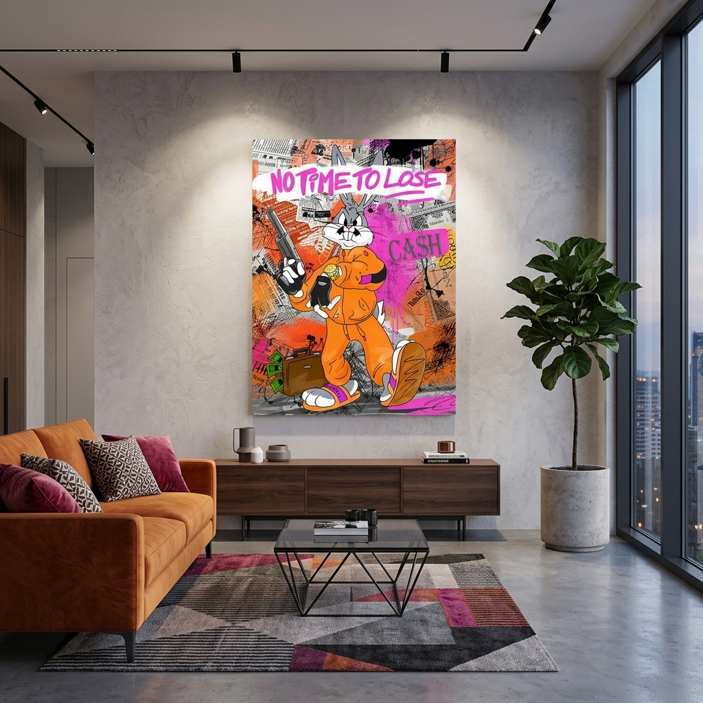 There's no time to waste Bugs Bunny Motivational Canvas Wall Art Print