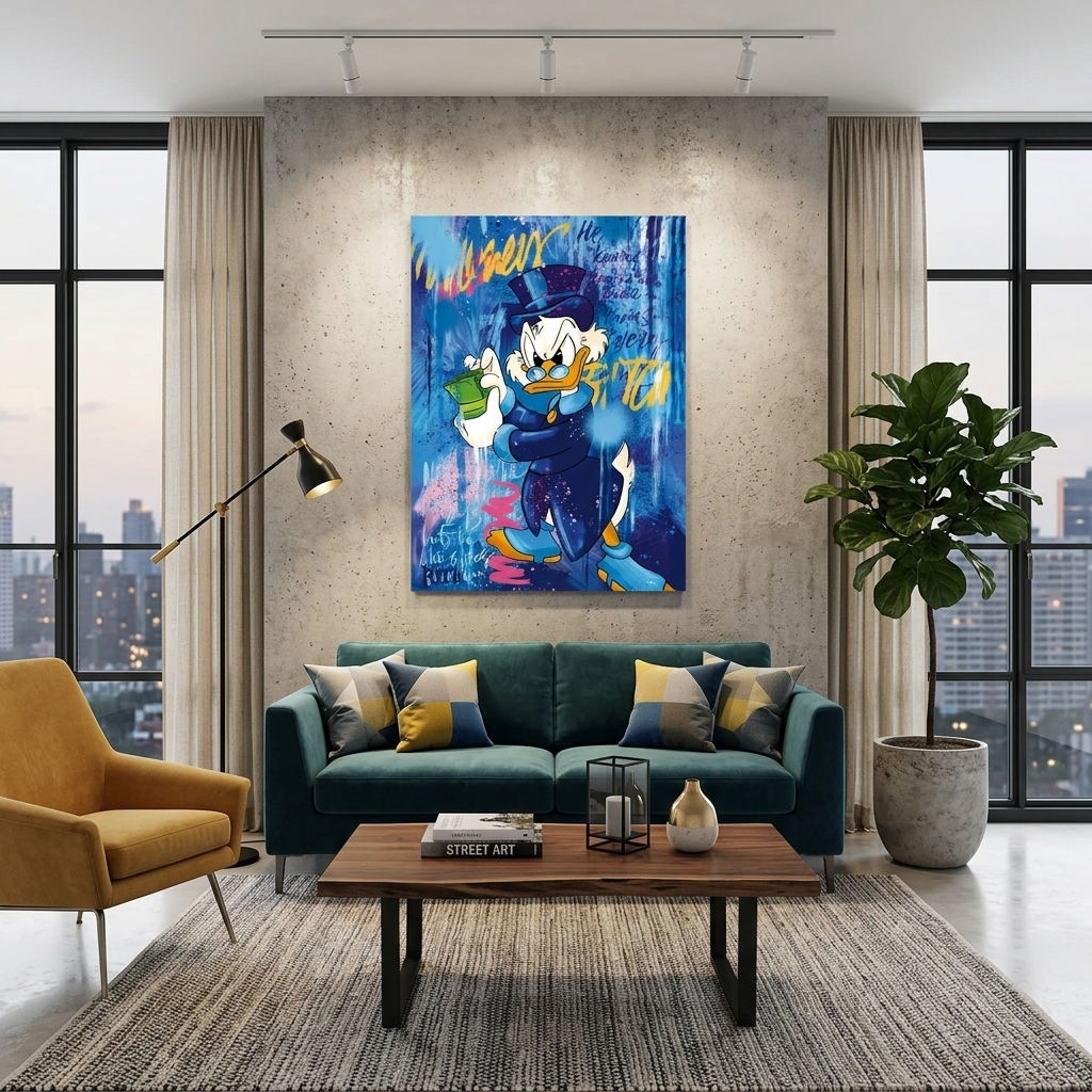 Scrooge with a wad of money Inspirational Canvas Wall Art Print