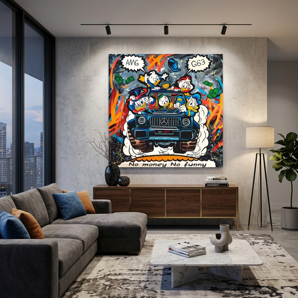Scrooge on Mercedes Inspirational Canvas Wall Art Print
