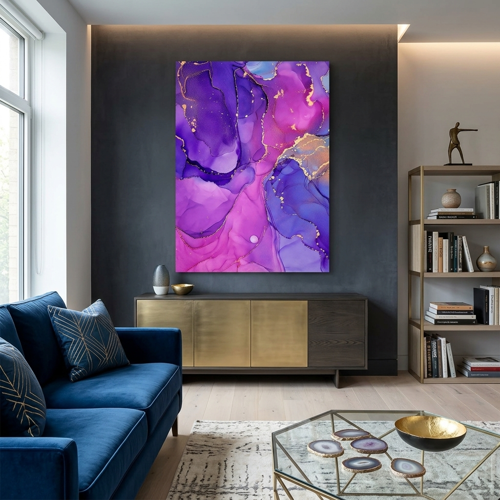 Purple-pink Abstraction Canvas Wall Art Print