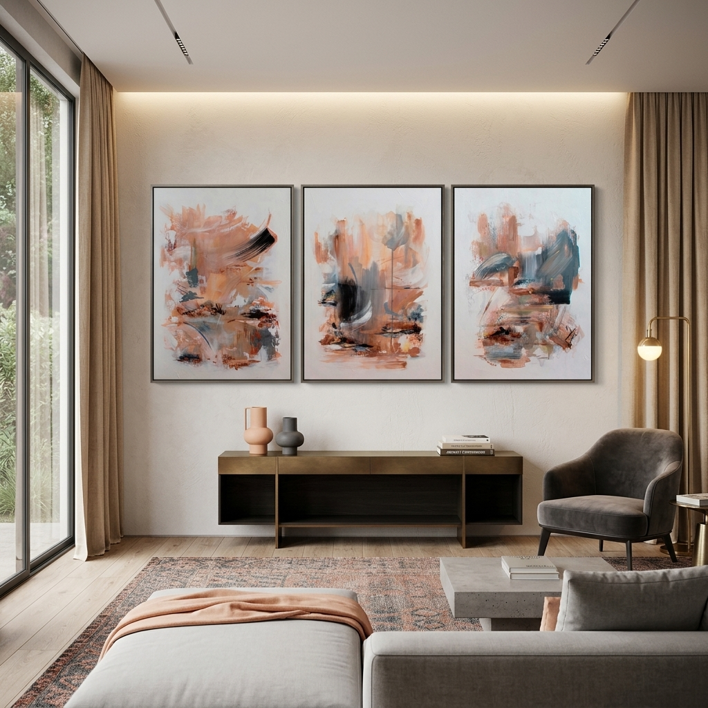 Modular abstract in beige shades Multi Panel Canvas Wall Art Print