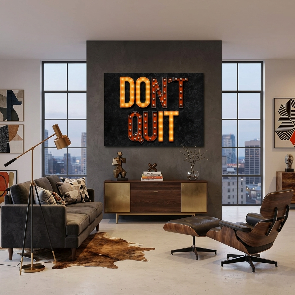 To motivate Don't quit light Motivational Canvas Wall Art Print