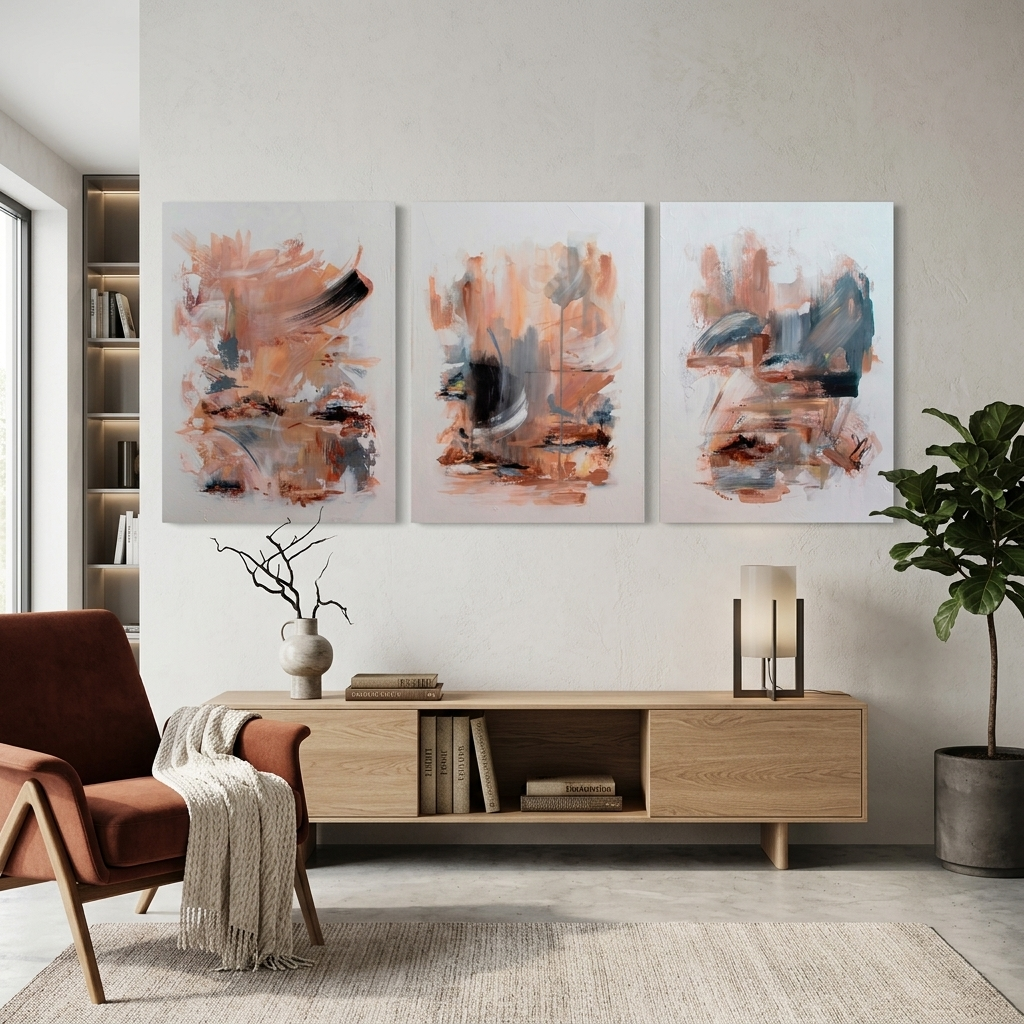 Modular abstract in beige shades Multi Panel Canvas Wall Art Print
