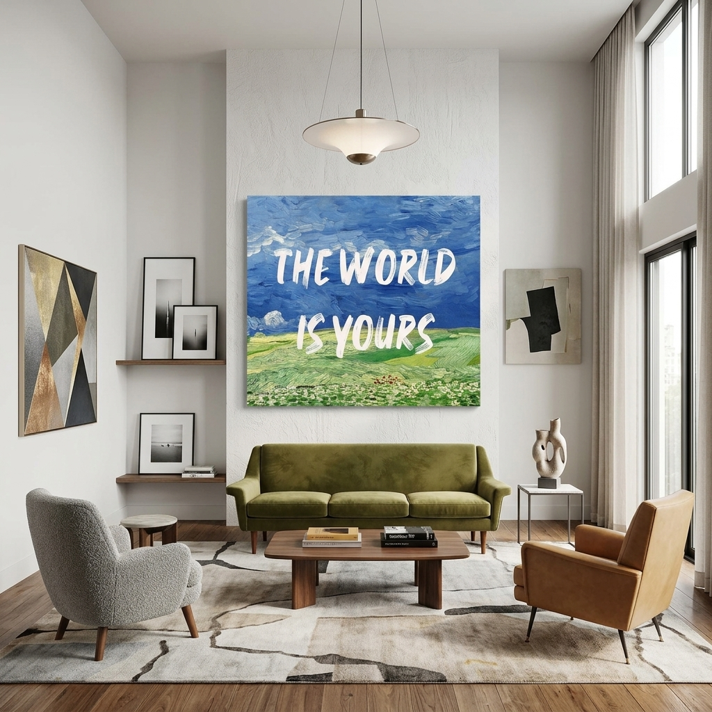 Canvas Wall Art Print Field. The world is yours