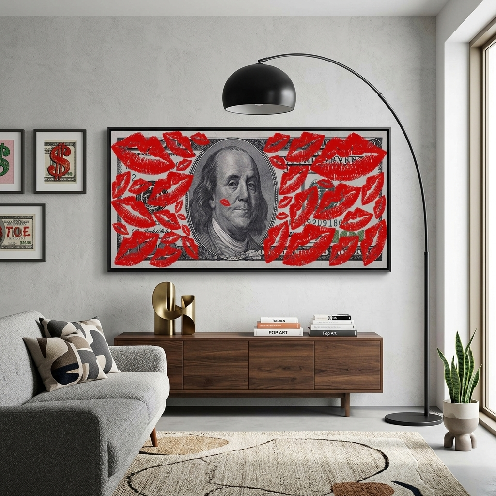Inspirational Canvas Wall Art Print $100 in kisses