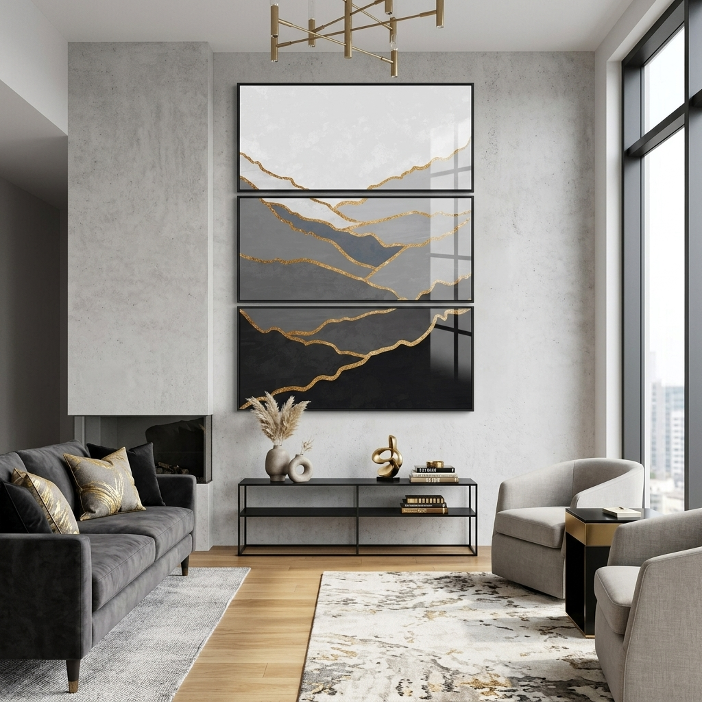 Interior Black hillside Canvas Wall Art Print