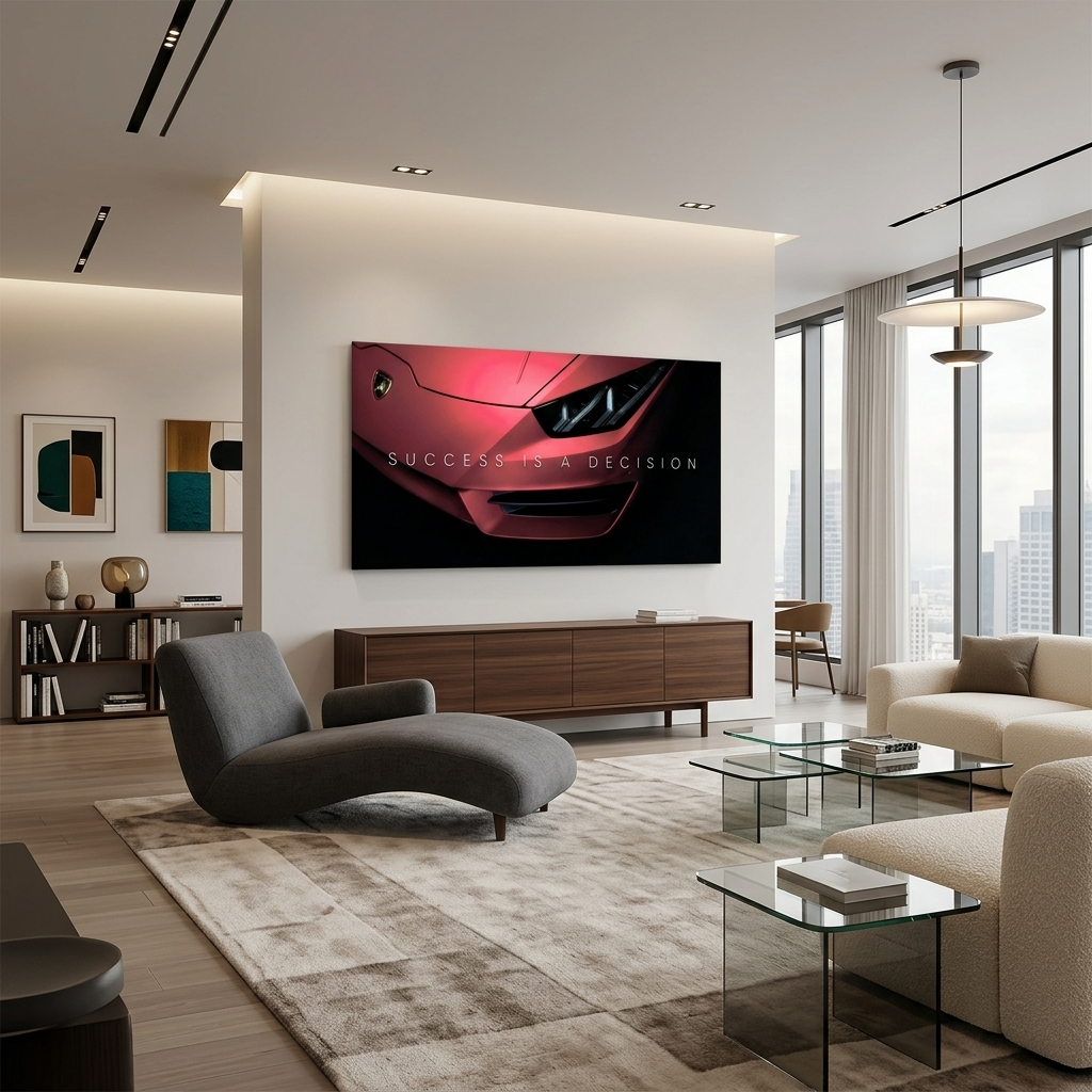 To motivate Success is a decision Lamborghin Motivational  Canvas Wall Art Print