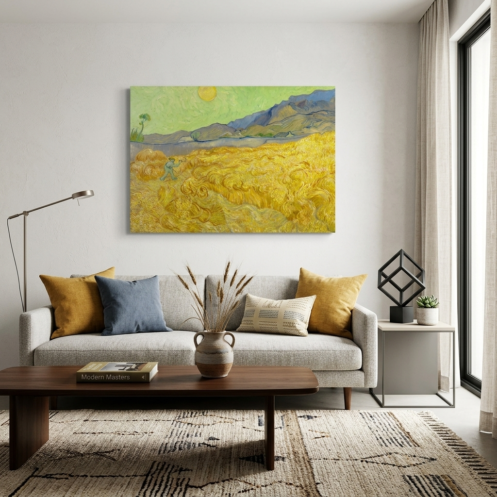 The Wheat Field and the Reaper Vincent van Gogh Reproduction Canvas Wall Art Print