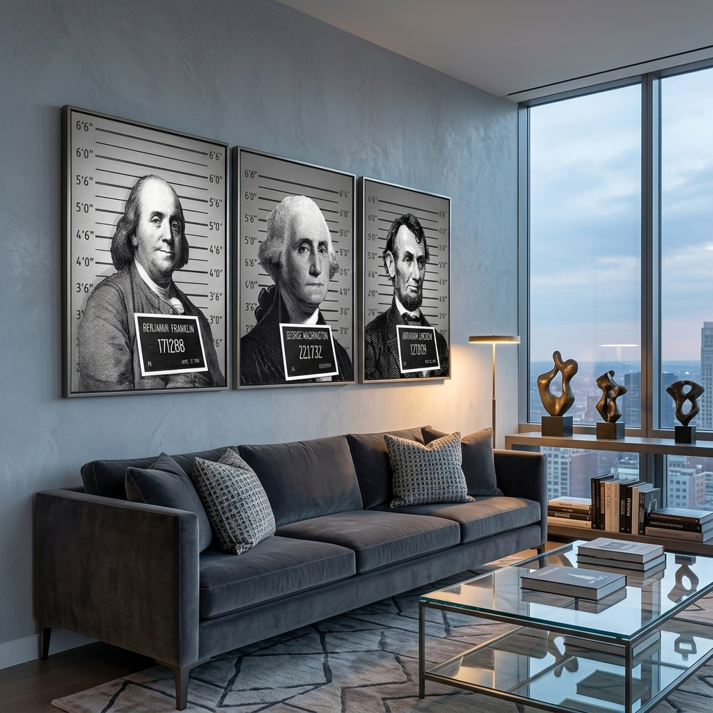 Multi Panel Canvas Wall Art Print Portraits of U.S. Presidents