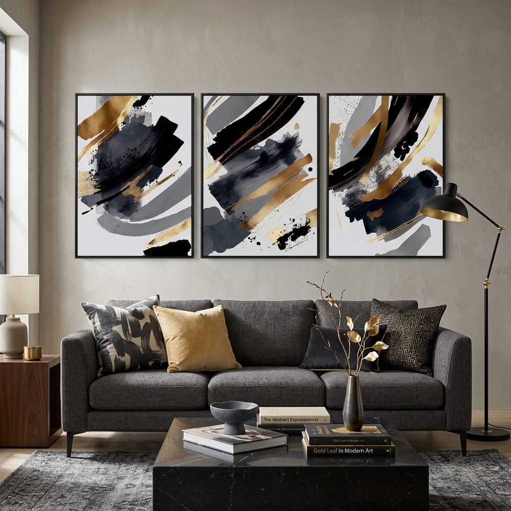 Modular dark abstract on a white background Multi Panel Canvas Wall Art Print