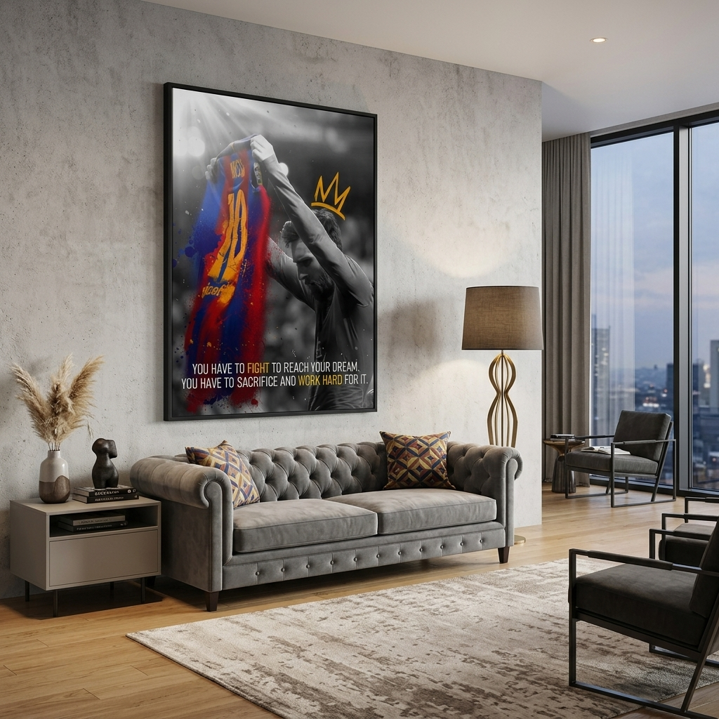 Soccer player Lionel Messi quote Motivational Canvas Wall Art Print
